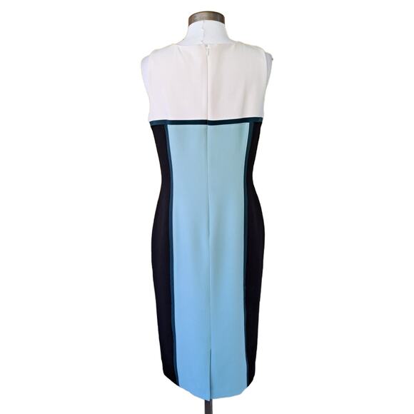 WHITE HOUSE BLACK MARKET Colorblock Sleeveless Sheath Dress Size Aqua Black - Picture 4 of 8
